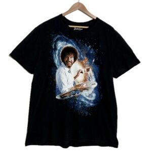 Bob Ross Black Graphic T-Shirt Womens Mens Size 2XL Short Sleeve Painting Tee